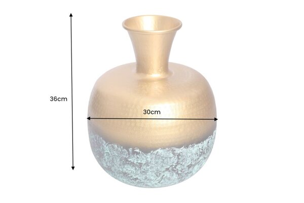 Deko Vase Metall in Gold Patina Ø 30 cm H: 36 cm Orientalisch