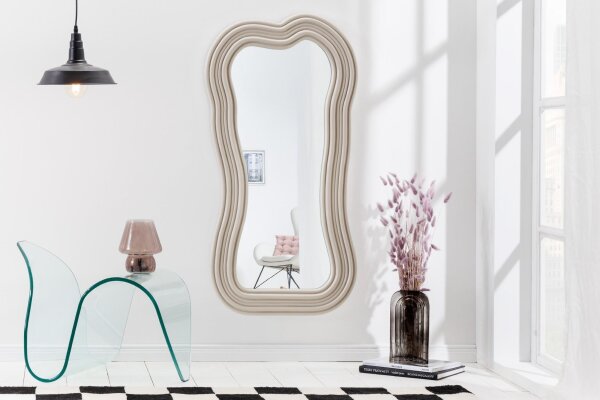 Wandspiegel Modern Greige H: 100 cm asymmetrisches Design