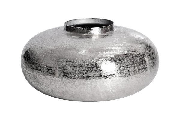 Dekovase Metall in Silber Ø 35 cm Orientalisch Hammerschlag