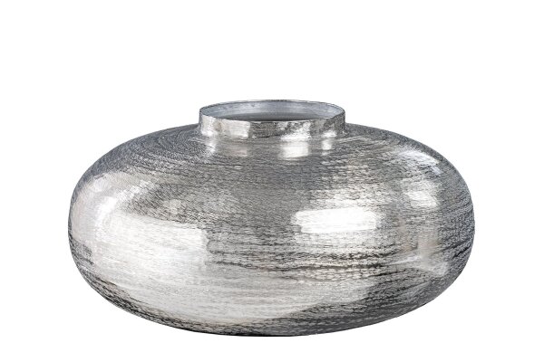 Dekovase Metall in Silber Ø 35 cm Orientalisch Hammerschlag