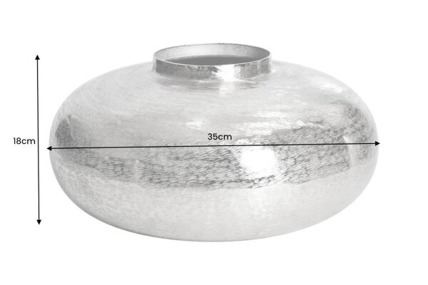 Dekovase Metall in Silber Ø 35 cm Orientalisch Hammerschlag
