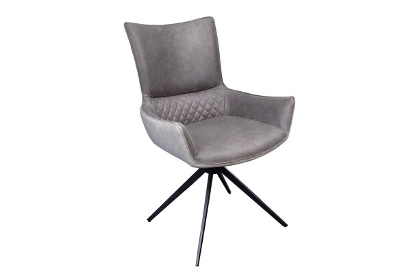 Chaise de bureau Gris Noir en tissu Métal Rétro sans roulettes