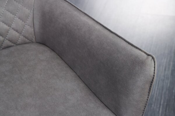 Chaise de bureau Gris Noir en tissu Métal Rétro sans roulettes