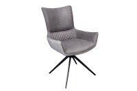 Bürostuhl Stoff Metall Retro ohne Rollen Grau Schwarz