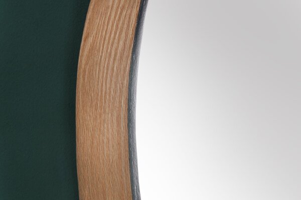 Wandspiegel Holz rund Ø 70 cm Handarbeit Schwarz Natur