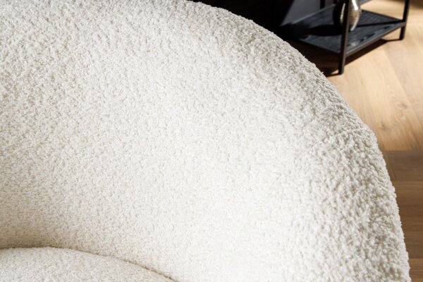 Drehsessel Bouclé Weiß B: 76 cm Teddy Stoff Retro