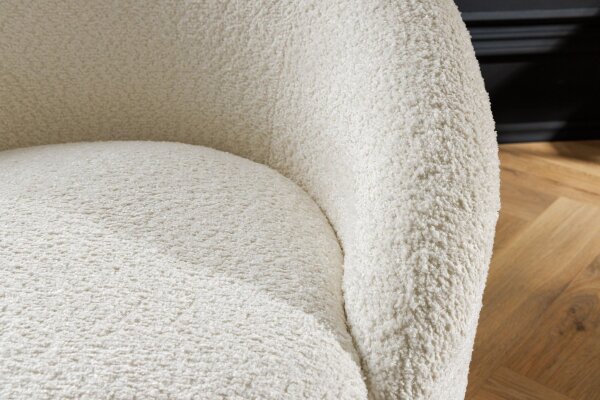 Drehsessel Bouclé Weiß B: 76 cm Teddy Stoff Retro