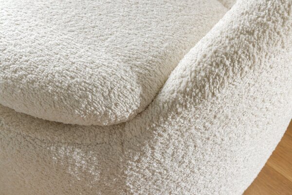 Drehsessel Bouclé Weiß B: 76 cm Teddy Stoff Retro