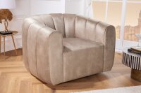 Fauteuil pivotant en velours gris avec accoudoirs design...
