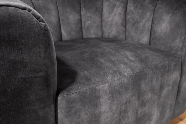 Fauteuil pivotant velours gris L : 103 cm avec accoudoirs Retro