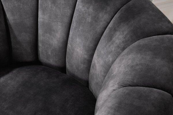 Fauteuil pivotant velours gris L : 103 cm avec accoudoirs Retro