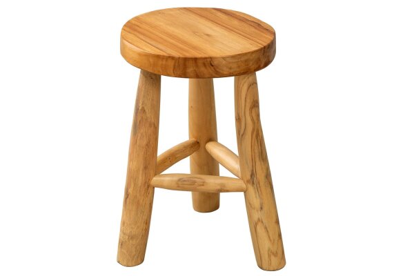 Hocker Teakholz Natur B: 30 cm Dreibein Landhaus