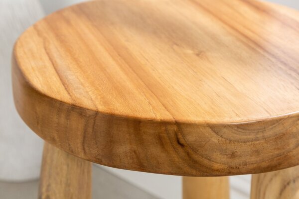 Hocker Teakholz Natur B: 30 cm Dreibein Landhaus