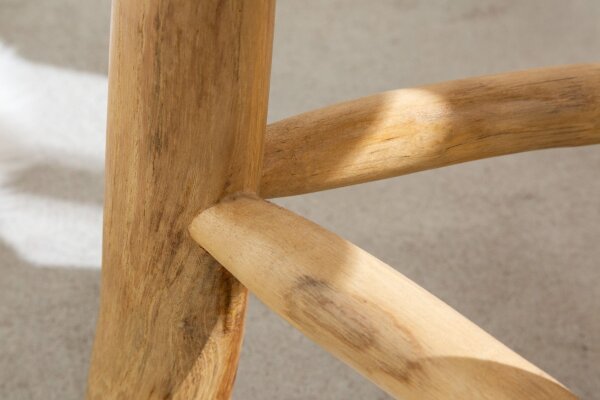 Hocker Teakholz Natur B: 30 cm Dreibein Landhaus