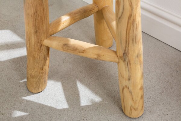 Hocker Teakholz Natur B: 30 cm Dreibein Landhaus