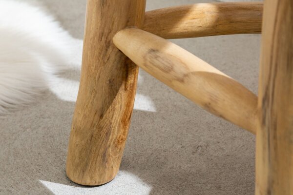 Hocker Teakholz Natur B: 30 cm Dreibein Landhaus