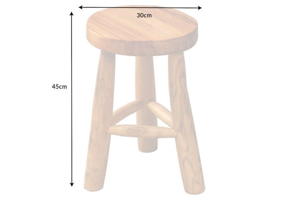 Hocker Teakholz Natur B: 30 cm Dreibein Landhaus