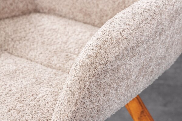 Chaise de salle à manger Bouclé Bois en Beige Naturel Scandinave