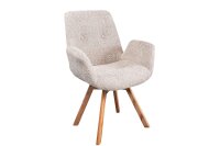 Esszimmerstuhl Bouclé Holz in Beige Natur...