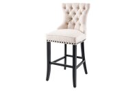 Tabouret de bar avec dossier en beige noir Chesterfield...