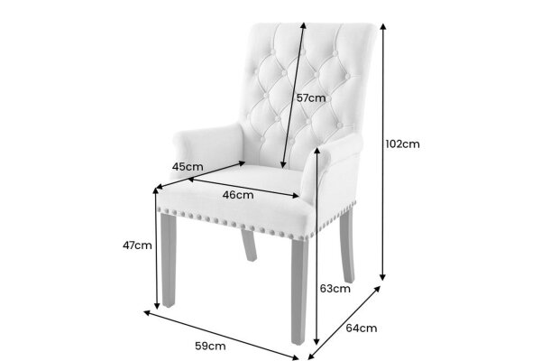 Chaise rembourrée avec accoudoirs Beige en tissu bois Chesterfield