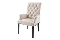 Chaise rembourrée avec accoudoirs Beige en tissu...