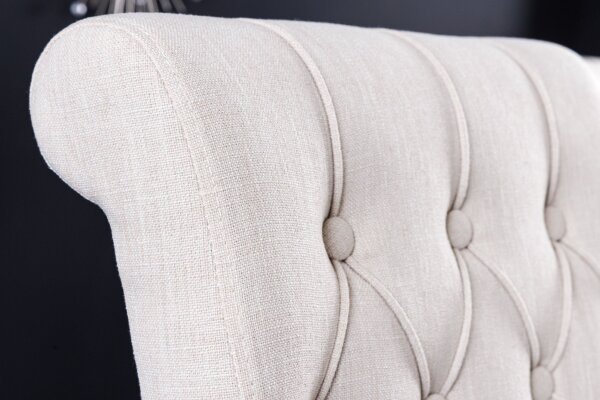 Chaise de salle à manger Beige Noir Tissu Chesterfield Bois
