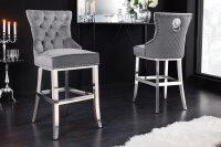 Chaise de bar avec dossier velours acier inoxydable gris...
