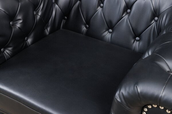 Sessel Kunstleder Schwarz Braun B: 110 cm Chesterfield