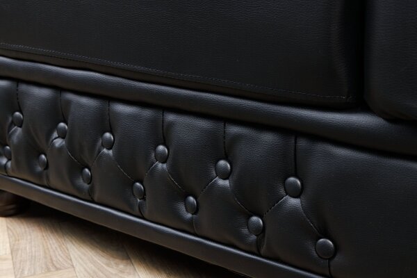 Sessel Kunstleder Schwarz Braun B: 110 cm Chesterfield