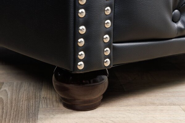 Sessel Kunstleder Schwarz Braun B: 110 cm Chesterfield