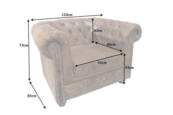Sessel Kunstleder Schwarz Braun B: 110 cm Chesterfield