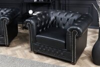 Sessel Kunstleder Schwarz Braun B: 110 cm Chesterfield