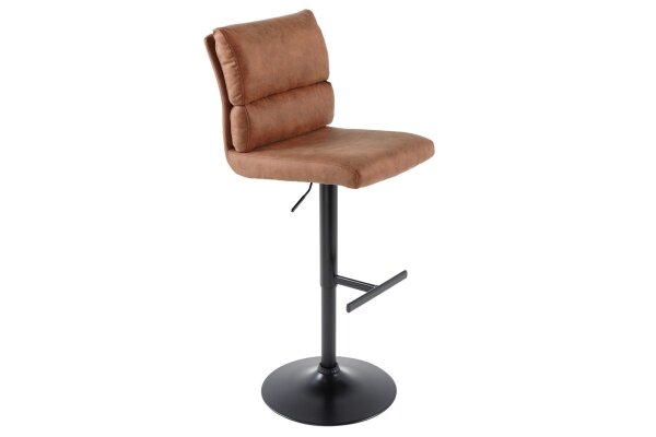 Chaise de comptoir réglable en hauteur pivotante Marron Noir