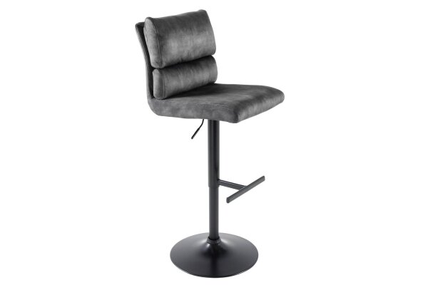 Tabouret de bar réglable en hauteur pivotant velours gris noir