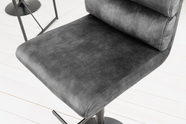 Tabouret de bar réglable en hauteur pivotant velours gris noir