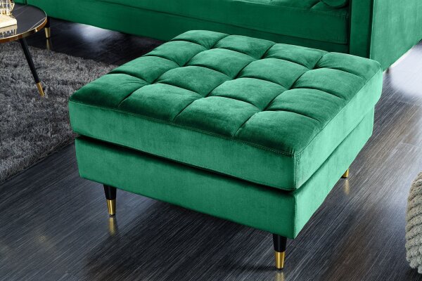 Sitzhocker Samt Grün B: 80 cm Retro Design SOPHIA