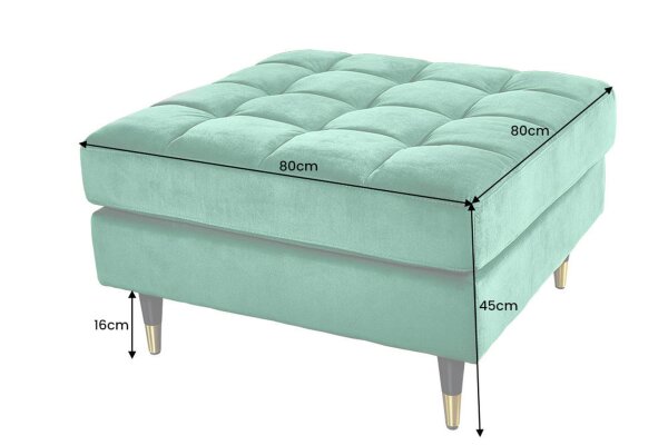 Sitzhocker Samt Grün B: 80 cm Retro Design SOPHIA