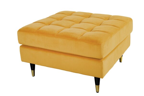 Tabouret jaune L : 80 cm surpiqûres rétro velours