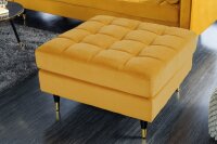 Polsterhocker Gelb B: 80 cm Ziersteppung Retro Samt