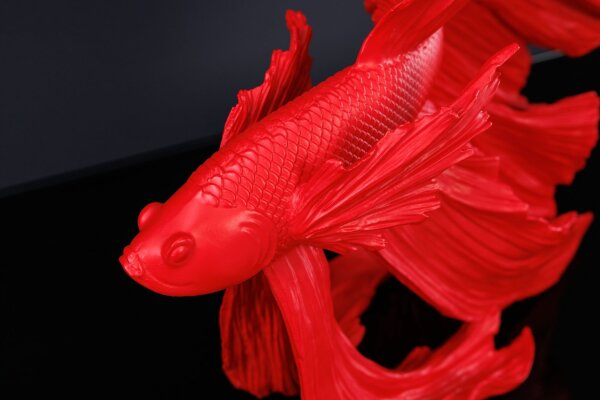 Statue décorative Poisson de combat Polyrésine H : 36 cm Rouge
