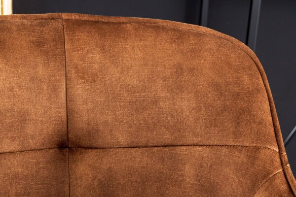 Tresenstuhl mit Lehne Samt Metall in Cognac Braun Schwarz