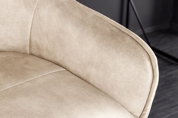 Tabouret de bar velours métal crème beige noir avec dossier