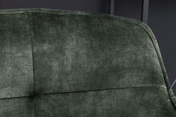 Tabouret de bar velours métal vert noir avec dossier repose-pieds