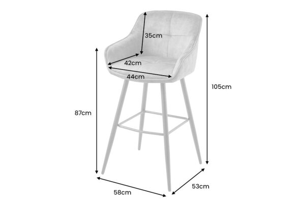 Tabouret de bar velours métal vert noir avec dossier repose-pieds