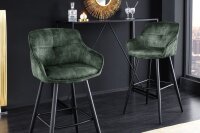 Barhocker Samt Metall in Grün Schwarz mit Lehne...