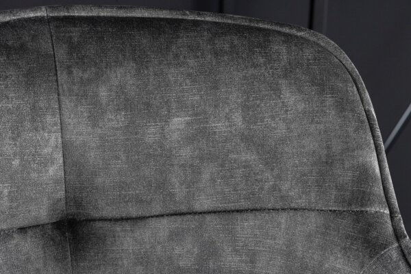 Tresenstuhl Samt Metall in Grau Schwarz Retro mit Lehne