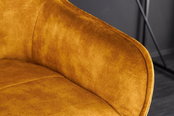 Barhocker mit Lehne Retro Gelb Schwarz aus Samt Metall