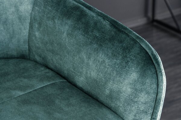 Tabouret de bar avec dossier Rétro en velours noir pétrole métal