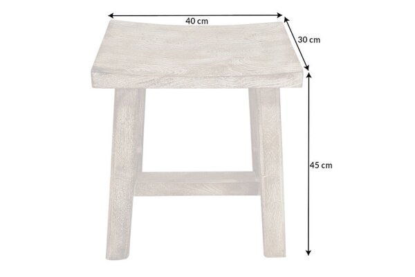 Pouf en bois massif Assise incurvée Shabby Chic